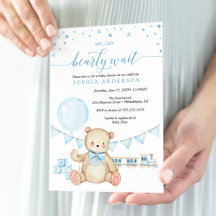 Teddy Bear Boy Baby Shower Einladung