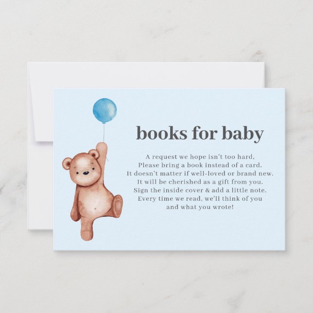 Teddy Bear Boy Babydusche Bücher für Babybetten Einladung (Vorderseite)