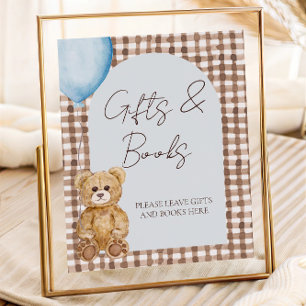 Teddy Bear Boy Babydusche Geschenke und Büchentisc Poster