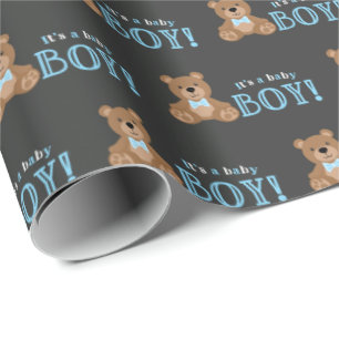 Teddy Bear Boy Babydusche Geschenkpapier