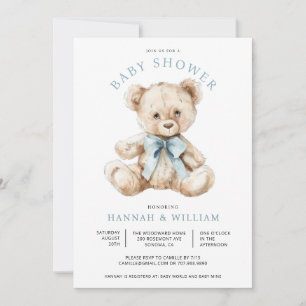 Teddy Bear Boy Blue Baby Dusche Einladung