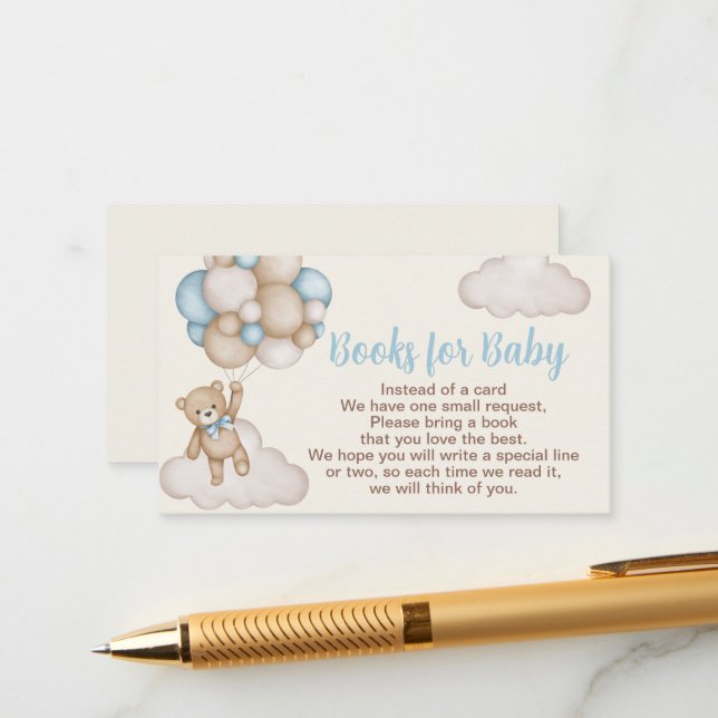 Teddy Bear Boy Books for Baby Begleitkarte (Vorderseite/Rückseite Beispiel)