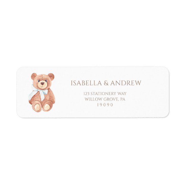 Teddy Bear Boy Classic Baby Shower Address (Vorne)