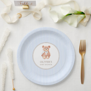 Teddy Bear Boy Classic Baby Shower Party Pappteller