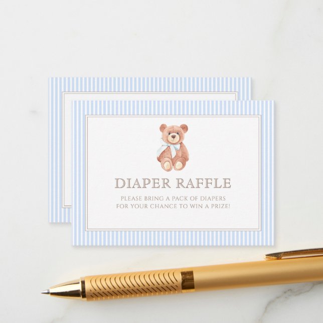 Teddy Bear Boy Classic Babydusche Windelwanne Begleitkarte (Vorderseite/Rückseite Beispiel)