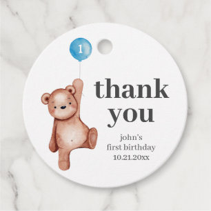 Teddy Bear Boy Erster Geburtstag Geschenkanhänger