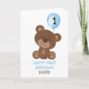 Teddy Bear Boy Fist Geburtstag Niedlich 1. Geburts Karte