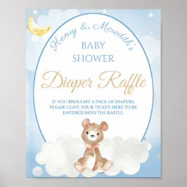 Teddy Bear Boy's Baby Shower Diaper Raffle Poster