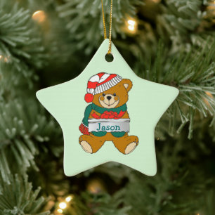 Teddy Bear Boys Weihnachtsdekoration Keramikornament