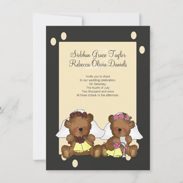 Teddy Bear Brides Wedding Einladung (Vorderseite)