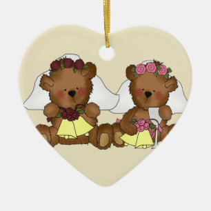 Teddy Bear Brides Wedding Keramik Ornament