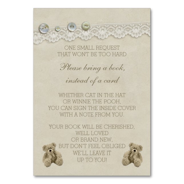Teddy Bear Bring ein Buch anstelle einer Karte (Vorderseite)