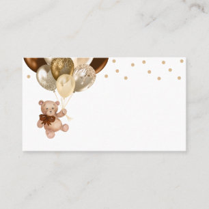 Teddy Bear Brown and Gold Balloons Babydusche Platzkarte