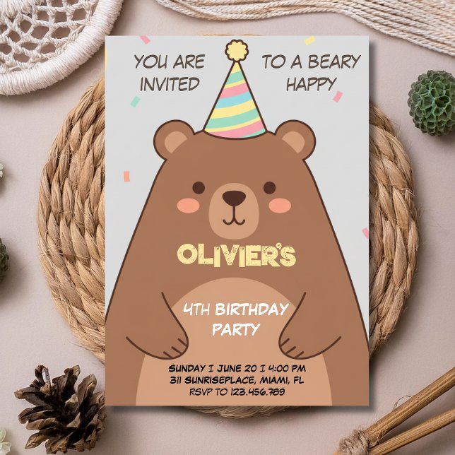 Teddy bear brown any age birthday invitation einladung (Von Creator hochgeladen)