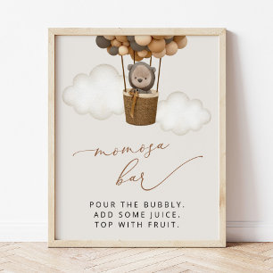 Teddy Bear, Brown Balloons, Babydusche Momosa Bar Poster