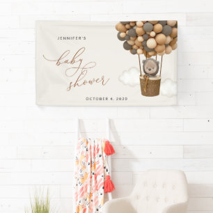 Teddy Bear, Brown Balloons, Babydusche Willkommen Banner