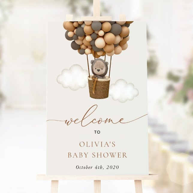 Teddy Bear, Brown Balloons, Babydusche Willkommen Poster (Von Creator hochgeladen)