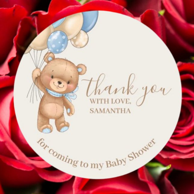 Teddy Bear Brown Balloons Vielen Dank Runder Aufkleber (Express heartfelt thanks with our Teddy Bear Brown Balloons Thank You Sticker)