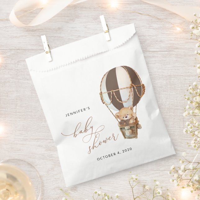 Teddy Bear, Brown Hot Air Ballon, Babydusche Geschenktütchen (Ausgeschnitten)