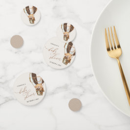 Teddy Bear, Brown Hot Air Ballon, Babydusche Konfetti