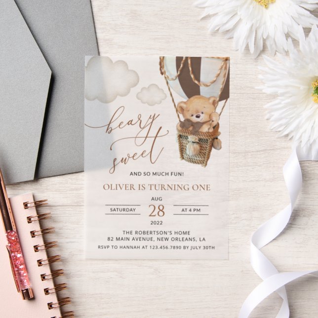 Teddy Bear, Brown Hot Air Ballon, erster Geburtsta (Hochzeit)