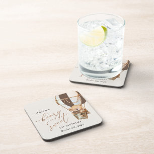 Teddy Bear, Brown Hot Air Ballon, erster Geburtsta Getränkeuntersetzer