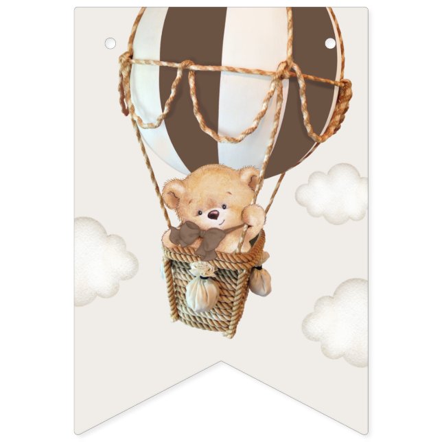 Teddy Bear, Brown Hot Air Ballon, erster Geburtsta Wimpelkette (Erste Fahne)