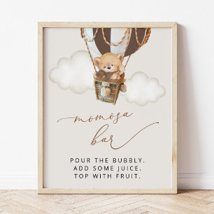 Teddy Bear, Brown Hot Air Ballon, Momosa Bar Poster