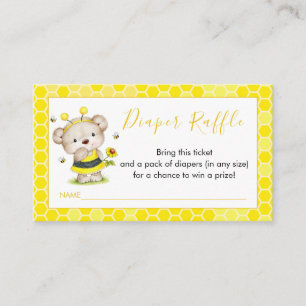 Teddy Bear Bumblebee Diaper Raffle Card Begleitkarte