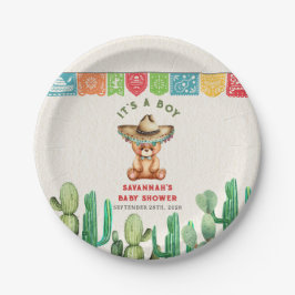 Teddy Bear Cactus Boy Baby Shower Fiesta Pappteller