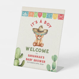 Teddy Bear Cactus Boy Baby Shower Fiesta Willkomme Sockelschild