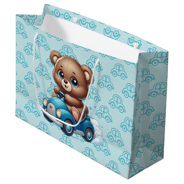 Teddy Bear Cars Große Geschenktüte (Vorderseite Schrägansicht)