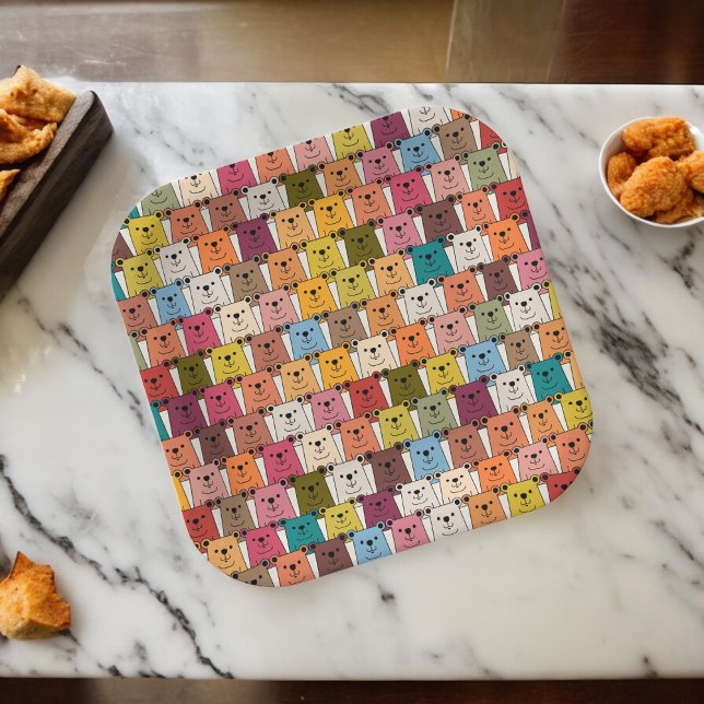 Teddy Bear Cartoon Pappteller (wild animal bear,birthday,wedding,baby shower,special occasion event paper plate party supplies)