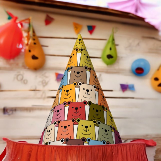 Teddy Bear Cartoon Partyhütchen (Wild animal bear Paper party hat, Kids,adults,party birthday hat,Baby Shower,wedding,celebration hat)