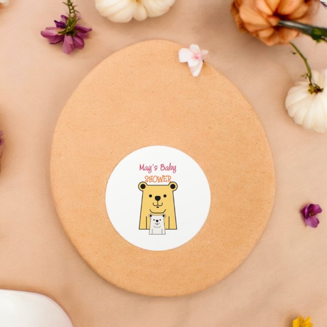 Teddy Bear Cartoon Runder Aufkleber (Bear baby shower party theme sticker,birthday party sticker,gift pack,envelope,return gift sticker)