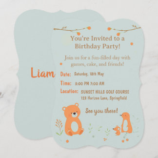 Teddy Bear Childish Birthday Invitation Card  Einladung