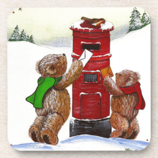 Teddy Bear Christmas Card Getränkeuntersetzer