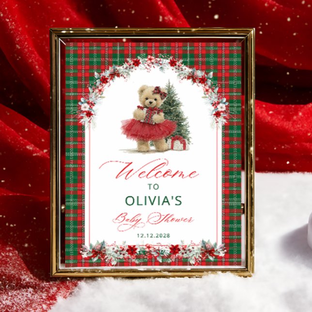 Teddy Bear Christmas Girl Babydusche Willkommen Poster (Von Creator hochgeladen)