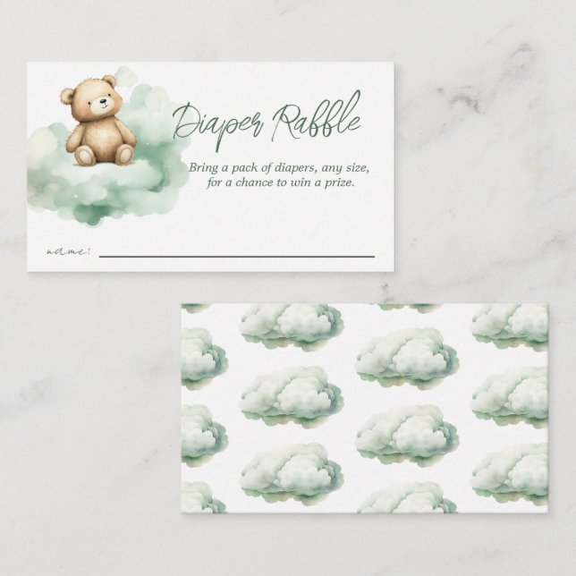 Teddy Bear Clouds Babydusche Windelwindeln Begleitkarte (Vorne/Hinten)