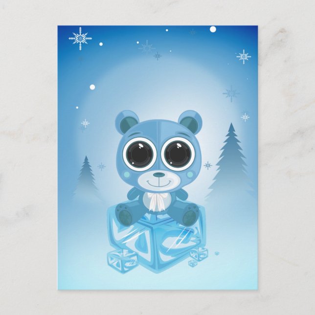 Teddy Bear - Cool Blue Postkarte (Vorderseite)