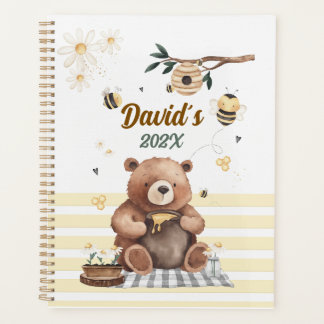 Teddy bear cute school planner with honey pot planer