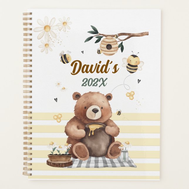 Teddy bear cute school planner with honey pot planer (Vorderseite)