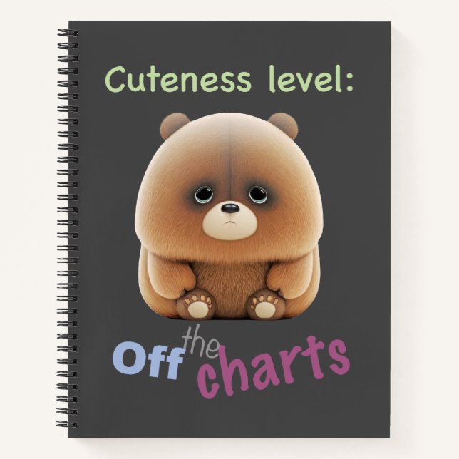 Teddy Bear Cuteness Level Niedlich Adortable Funny Notizbuch (Vorderseite)