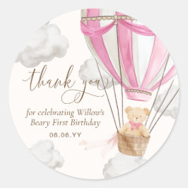 Teddy Bear Danke, Beary First Birthday Runder Aufkleber