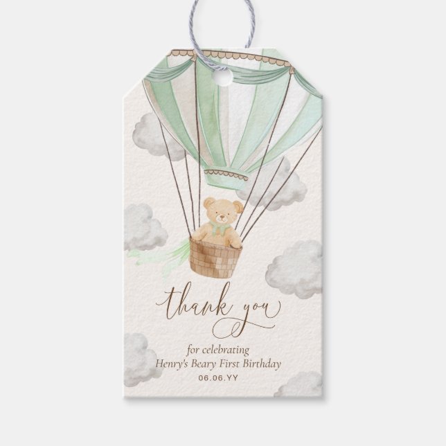 Teddy Bear Danke, dass Sie Beary Mint ersten Gebur Geschenkanhänger (Vorderseite)