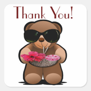 Teddy Bear Danke Label Quadratischer Aufkleber