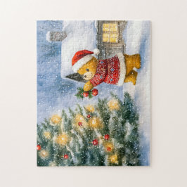 Teddy Bear Dekorieren eines Weihnachtsbaumes im Sc Puzzle