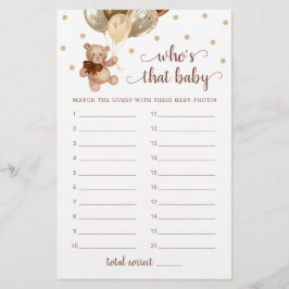 Teddy Bear, der das Baby Shower Foto Game ist