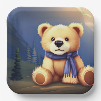 Teddy Bear Design Paper Plate Pappteller
