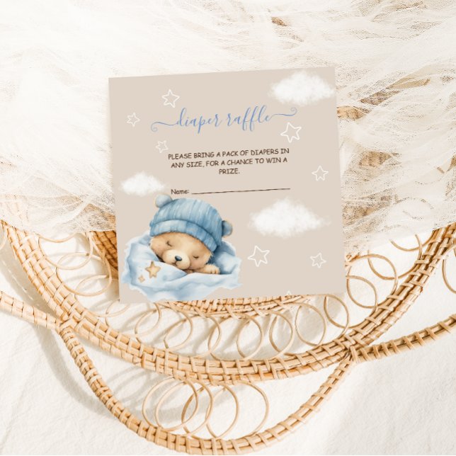 Teddy Bear Diaper Raffle Baby Boy Dusche Begleitkarte (Von Creator hochgeladen)